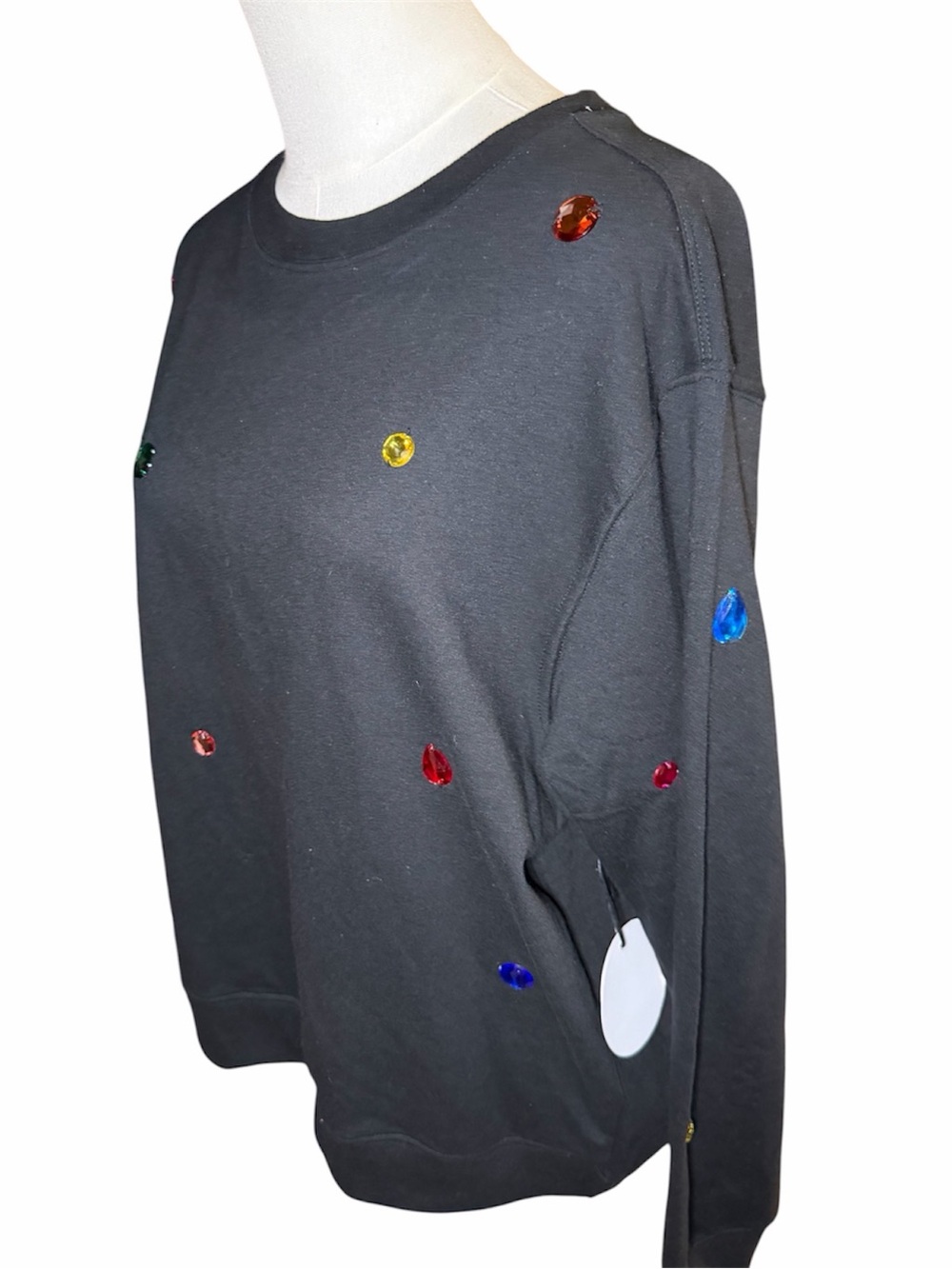 XO Rose Black Jeweled Sweatshirt NWT - Picture 6 of 8